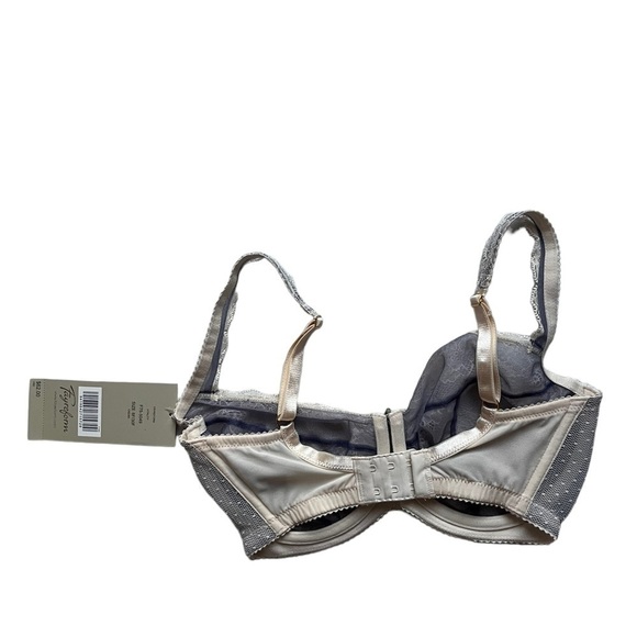 NWT Fayreform Vitality Sheer Lace Bra in Cream Lined with Gray/Purple UK 30F - Picture 6 of 10